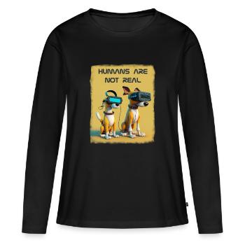 Les humas ne sont pas réels - T-shirt manches longues Premium bio Femme - noir - Devant - Julia (174cm)
