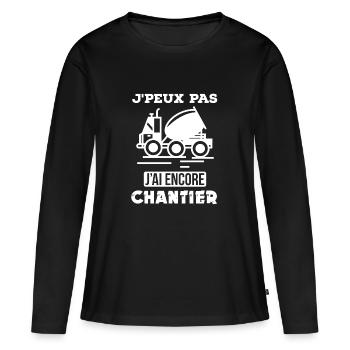 J'ai encore chantier - T-shirt manches longues Premium bio Femme - noir - Devant - Julia (174cm)
