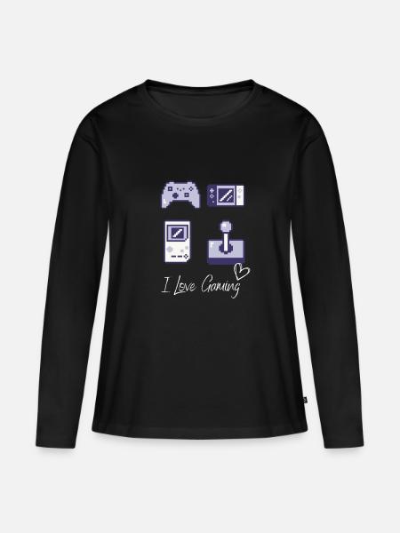 I Love Gaming - Frauen Premium Bio Langarmshirt - Schwarz