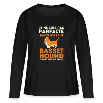 je ne suis pas parfaite mais jai un basset hound 4 - T-shirt manches longues Premium bio Femme - noir - Devant - Julia (174cm)