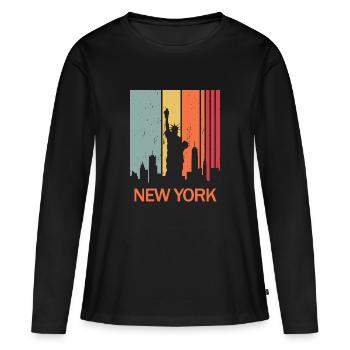 new york - T-shirt manches longues Premium bio Femme - noir - Devant - Julia (174cm)
