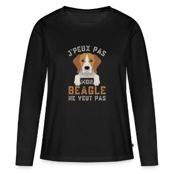 Beagle - T-shirt manches longues Premium bio Femme - noir - Devant - Julia (174cm)