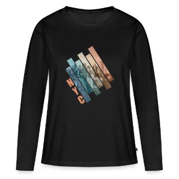 NYC - T-shirt manches longues Premium bio Femme - noir - Devant - Julia (174cm)