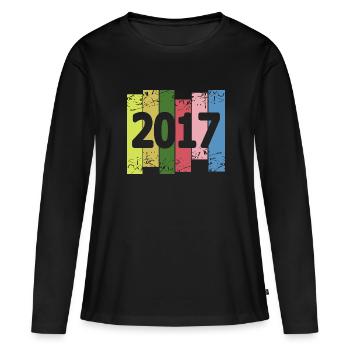 Année : 2017 - T-shirt manches longues Premium bio Femme - noir - Devant - Julia (174cm)