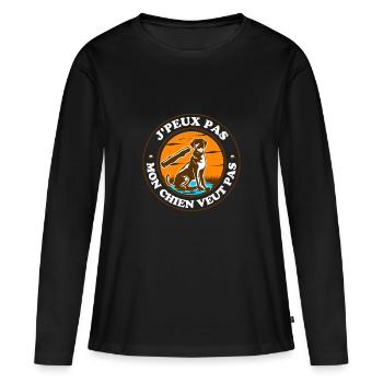 Chien gentil chien mignon - T-shirt manches longues Premium bio Femme - noir - Devant - Julia (174cm)