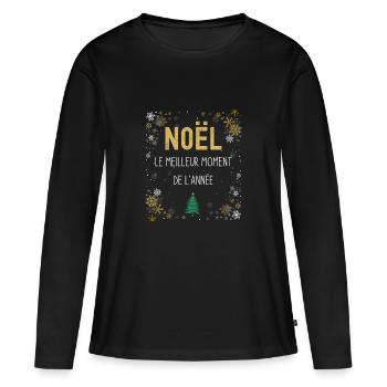 Noël le meilleur moment de l année - T-shirt manches longues Premium bio Femme - noir - Devant - Julia (174cm)