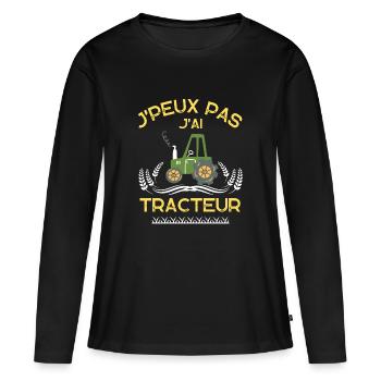 je peux pas jai tracteur fermier agriculture - T-shirt manches longues Premium bio Femme - noir - Devant - Julia (174cm)