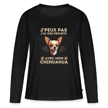 chien doux chihuahua 2 - T-shirt manches longues Premium bio Femme - noir - Devant - Julia (174cm)