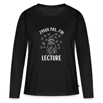 Je peux pas jai lecture 1 - T-shirt manches longues Premium bio Femme - noir - Devant - Julia (174cm)