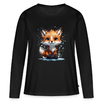 Kleiner süßer Fuchs - Frauen Premium Bio Langarmshirt - Schwarz - Vorne - Julia (174cm)