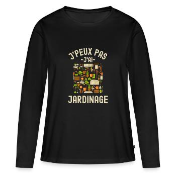 Matériel de jardinage - T-shirt manches longues Premium bio Femme - noir - Devant - Julia (174cm)