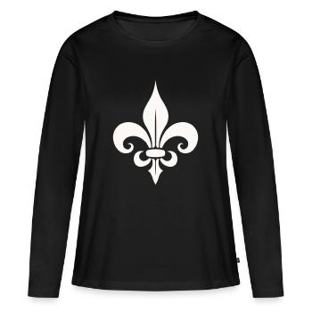 Fleur de lys symbolique Design - T-shirt manches longues Premium bio Femme - noir - Devant - Julia (174cm)
