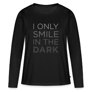 Mystery Smiler Tee - Women's Premium Organic Long Sleeve Shirt - black - Front - Julia (174cm)