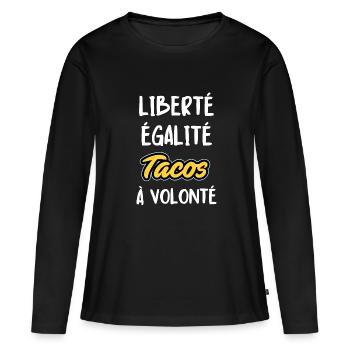 Tacos à volonté - T-shirt manches longues Premium bio Femme - noir - Devant - Julia (174cm)