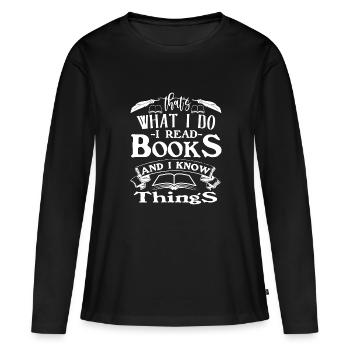 reading read books - Women's Premium Organic Long Sleeve Shirt - black - Front - Julia (174cm)