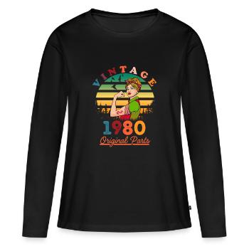 Vintage 1980's - Women's Premium Organic Long Sleeve Shirt - black - Front - Julia (174cm)