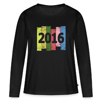 Spaßig 2016 - Frauen Premium Bio Langarmshirt - Schwarz - Vorne - Julia (174cm)
