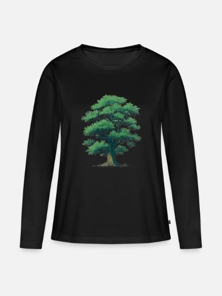 Baum - Frauen Premium Bio Langarmshirt - Schwarz