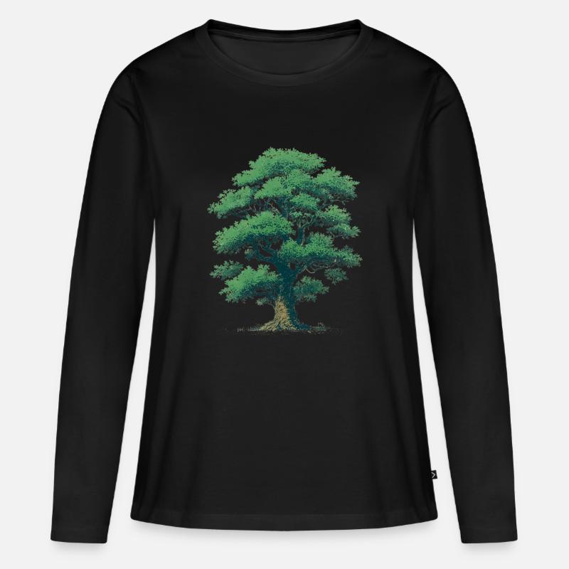 Baum - Frauen Premium Bio Langarmshirt - Schwarz