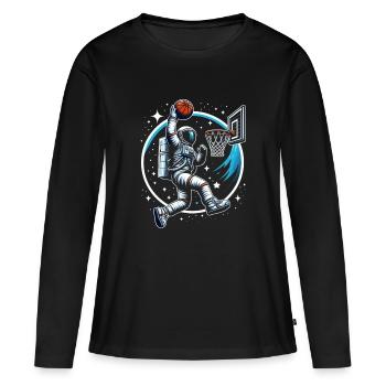 Astronaute faisant du slam dunk basketball - T-shirt manches longues Premium bio Femme - noir - Devant - Julia (174cm)