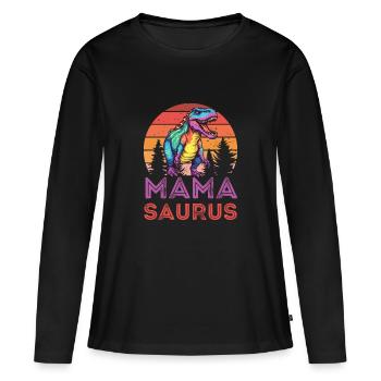 Mama saurus - Women's Premium Organic Long Sleeve Shirt - black - Front - Julia (174cm)