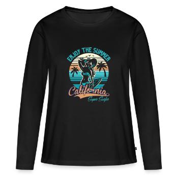ENJOY THE SUMMER SURFER GIRL - Women's Premium Organic Long Sleeve Shirt - black - Front - Julia (174cm)