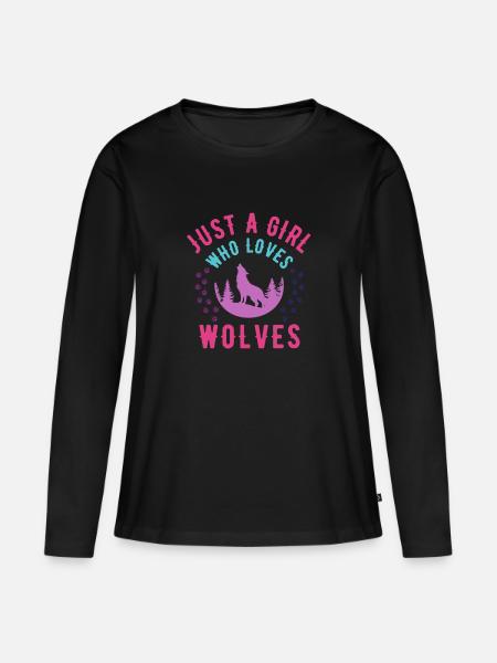 Just a girl who loves wolves - Women's Premium Organic Long Sleeve Shirt - black