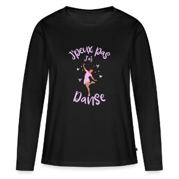 Danseuse danse humour - T-shirt manches longues Premium bio Femme - noir - Devant - Julia (174cm)