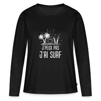 Surfeur surfeuse surf - T-shirt manches longues Premium bio Femme - noir - Devant - Julia (174cm)
