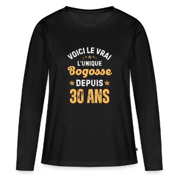 Le vrai l unique bogosse depuis 30 ans - T-shirt manches longues Premium bio Femme - noir - Devant - Julia (174cm)