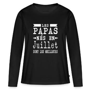 Les Papas nés en Juillet sont meilleurs - T-shirt manches longues Premium bio Femme - noir - Devant - Julia (174cm)