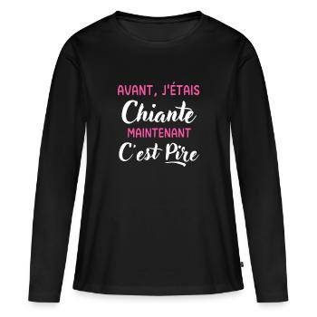 Humour femme chiante - T-shirt manches longues Premium bio Femme - noir - Devant - Julia (174cm)
