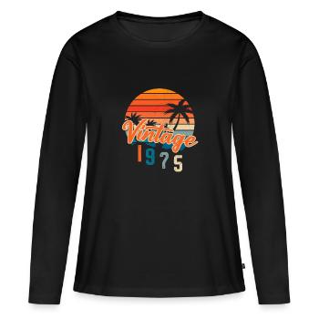Vintage 1975 rétro - T-shirt manches longues Premium bio Femme - noir - Devant - Julia (174cm)