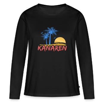 Plage des îles Canaries - T-shirt manches longues Premium bio Femme - noir - Devant - Julia (174cm)