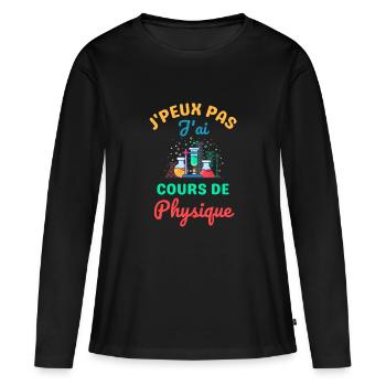 Cours de physique - T-shirt manches longues Premium bio Femme - noir - Devant - Julia (174cm)