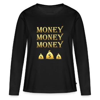 Argent Sac d’argent - T-shirt manches longues Premium bio Femme - noir - Devant - Julia (174cm)