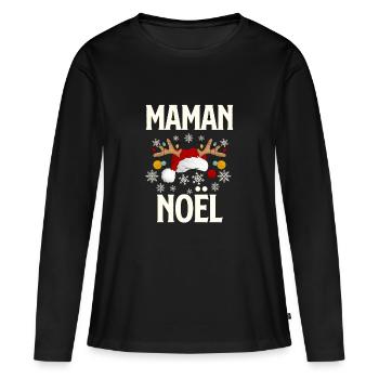 Maman Noël - T-shirt manches longues Premium bio Femme - noir - Devant - Julia (174cm)