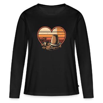 Töpfer Töpfern - Frauen Premium Bio Langarmshirt - Schwarz - Vorne - Julia (174cm)