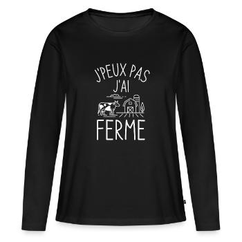 Fermier fermière agricole - T-shirt manches longues Premium bio Femme - noir - Devant - Julia (174cm)