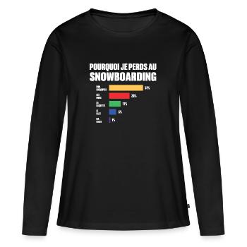 Maillot snowboarding je peux pas j'ai snowboarding - T-shirt manches longues Premium bio Femme - noir - Devant - Julia (174cm)
