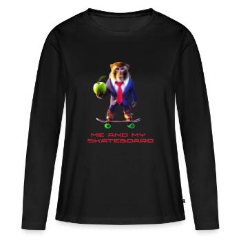 Fun monkey - Frauen Premium Bio Langarmshirt - Schwarz - Vorne - Julia (174cm)
