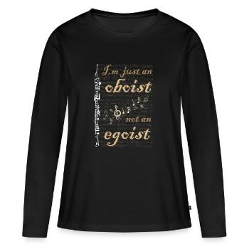 Je ne suis qu’un hautboïste, pas un égoïste - Joueur de hautbois - T-shirt manches longues Premium bio Femme - noir - Devant - Julia (174cm)