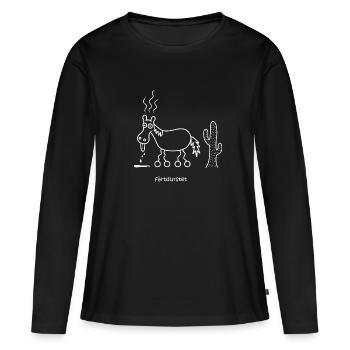 färtdurstet, verdurstet, färt, Pferd ist durstig - Frauen Premium Bio Langarmshirt - Schwarz - Vorne - Julia (174cm)