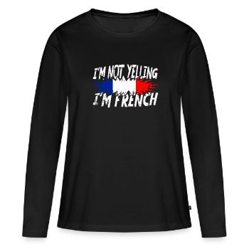 Je ne crie pas, je suis Français - T-shirt manches longues Premium bio Femme - noir - Devant - Julia (174cm)