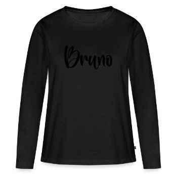 Prénom - Bruno - T-shirt manches longues Premium bio Femme - noir - Devant - Julia (174cm)