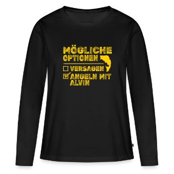 Alvin Alvin - T-shirt manches longues Premium bio Femme - noir - Devant - Julia (174cm)