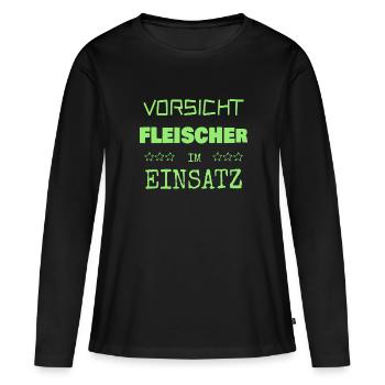 Berufung Fleischer - Frauen Premium Bio Langarmshirt - Schwarz - Vorne - Julia (174cm)