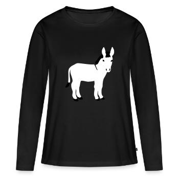 Âne - T-shirt manches longues Premium bio Femme - noir - Devant - Julia (174cm)