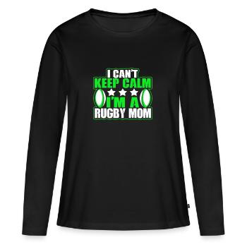 Lustige Rugby Mom Geschenk - Frauen Premium Bio Langarmshirt - Schwarz - Vorne - Julia (174cm)
