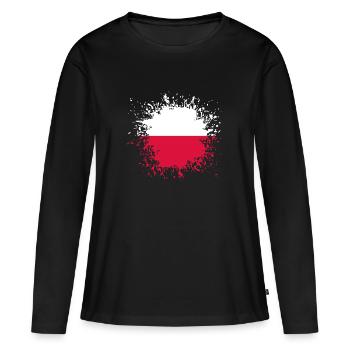 Pologne drapeau tache tache éclaboussures peinture tache - T-shirt manches longues Premium bio Femme - noir - Devant - Julia (174cm)